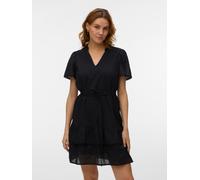 Minikleid VERO MODA "VMTRINE SS SHORT LACE DRESS WVN NOOS", Damen, Gr. XL, N-Gr, schwarz, Web, Obermaterial: 100% Baumwolle, unifarben, kurz, V-Ausschnitt, Kleider Minikleid, Baumwolle (82579462-XL) s