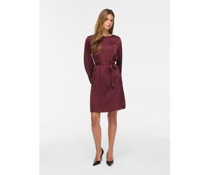 Minikleid VILA "VIENNA RAVENNA L/S O-NECK DRESS - NOOS", Damen, Gr. 36, N-Gr, rot (port royale), Obermaterial: 100% Polyester, unifarben, kurz, Kleider Minikleid, lockere Passform, aus Kunstfaser, pfl