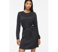 Minikleid VILA "VIENNA RAVENNA L/S O-NECK DRESS - NOOS", Damen, Gr. 44, N-Gr, schwarz (schwarz beauty), Obermaterial: 100% Polyester, unifarben, kurz, Kleider Minikleid, lockere Passform, aus Kunstfas