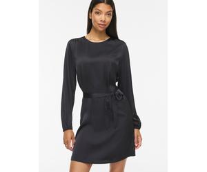 Minikleid VILA "VIENNA RAVENNA L/S O-NECK DRESS - NOOS", Damen, Gr. 44, N-Gr, schwarz (schwarz beauty), Obermaterial: 100% Polyester, unifarben, kurz, Kleider Minikleid, lockere Passform, aus Kunstfas