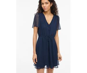 Minikleid VILA "VIFALIA V-NECK S/S SHORT DRESS- NOOS", Damen, Gr. 38, N-Gr, navy blazer, Web, Obermaterial: 100% Polyester, unifarben, regular fit kurz, V-Ausschnitt, Kleider Minikleid, Sommerkleid (5