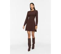 Minikleid VILA "VIKERRY O-NECK L/S CABLE KNIT DRESS NOOS", Damen, Gr. M, N-Gr, braun (coffee bean), Obermaterial: 53% Polyester, 30% Viskose, 17% Polyamid, unifarben, kurz, Kleider Minikleid, aus Mate
