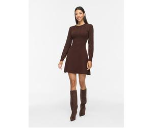 Minikleid VILA "VIKERRY O-NECK L/S CABLE KNIT DRESS NOOS", Damen, Gr. M, N-Gr, braun (coffee bean), Obermaterial: 53% Polyester, 30% Viskose, 17% Polyamid, unifarben, kurz, Kleider Minikleid, aus Mate