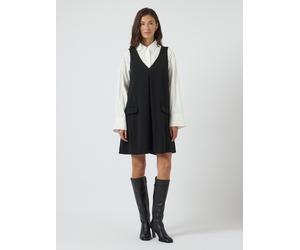 Minikleid Y.A.S "YASMALEA SL WIDE DRESS S. NOOS", Damen, Gr. M, N-Gr, schwarz, Web, Obermaterial: 95% Polyester, 5% Elasthan, unifarben, kniefrei, V-Ausschnitt, Kleider Minikleid, Kunstfaser mit Stret