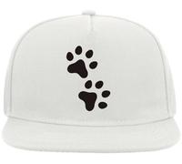 Minimalist Paws Graphic Snapback Flat Visor Cotton Blend Cap White