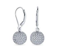 Minimalistische Geometrische Cubic Zirconia Pave CZ Disco Ball Lever Back Drop Statement Ohrringe Für Frauen Abschlussball Sterlingsilber