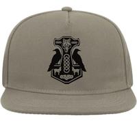 Minimalistische Hammer of God Thor Crow Graphic Snapback Flat Visor Cotton Blend Cap Gray