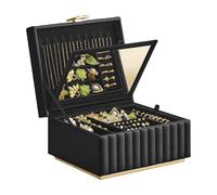 Minimalistische Schmucktruhe mit zwei Ebenen, moderner-Schwarz