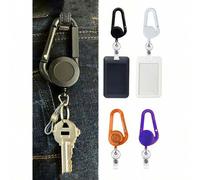 Minimalistischer einziehbarer Karabiner-Schlüsselanhänger, mit ID-Kartenhaspel, Multifunktions-Kartenhalter und Schlüsselring, strapazierfähiger einzi