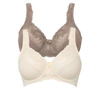 Minimizer-BH BONPRIX "Minimizer-BH mit gepolsterten Trägern (2er Pack)", Damen, Gr. 95, Cup D, beige (creme, taupe), Obermaterial: 80% Polyamid, 20% Elasthan. Futter: 100% Baumwolle. Spitze: 87% Polya