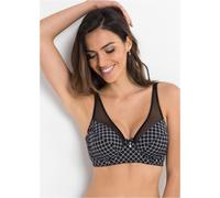 Minimizer-BH BONPRIX "Minimizer-BH mit Mesh", Damen, Gr. 95, Cup C, schwarz (schwarz, weiß bedruckt), Obermaterial: 80% Polyamid, 20% Elasthan. Futter: 92% Polyamid, 8% Elasthan, BHs Minimizer-BH, Min