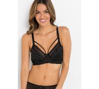 Minimizer-BH BONPRIX "Minimizer-BH mit zarter Spitze", Damen, Gr. 95, Cup E, schwarz (schwarz, mattsilber), Obermaterial: 80% Polyamid, 20% Elasthan. Futter: 90% Polyamid, 10% Elasthan. Spitze: 90% Po