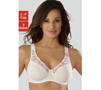 Minimizer-BH, Damen, Gr. 85, Cup E, weiß (2x weiß), Jersey, Obermaterial: 75% Baumwolle, 18% Polyamid, 7% Elasthan, PETITE FLEUR BY LASCANA, BHs Minimizer-BH, mit Bügel aus weicher Baumwollqualität un