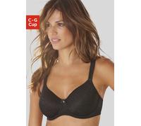 Minimizer-BH LASCANA, Damen, Gr. 70, Cup C, schwarz, Spitze, Obermaterial: 88% Polyamid, 12% Elasthan, BHs Minimizer-BH, mit Bügel aus schimmernder Jaquardspitze - ideal für große Größen (21123646-70)