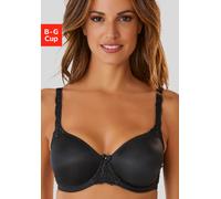 Minimizer-BH LASCANA, Damen, Gr. 80, Cup C, schwarz, Microtouch, Obermaterial: 83% Polyamid, 12% Elasthan, 5% Polyester, BHs Minimizer-BH, mit Bügel, mit hübscher Stickerei an den Trägern (57047653-80
