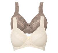 Minimizer-BH BONPRIX "Minimizer-BH mit gepolsterten Trägern (2er Pack)", Damen, Gr. 90, Cup C, beige (creme, taupe), Obermaterial: 80% Polyamid, 20% Elasthan. Futter: 100% Baumwolle. Spitze: 87% Polya