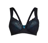 Minimizer-BH BONPRIX "Minimizer-BH mit gepolsterten Trägern", Damen, Gr. 85, Cup F, schwarz (schwarz, blaupetrol gestreift), Obermaterial: 80% Polyamid, 20% Elasthan. Futter: 80% Polyamid, 20% Elastha
