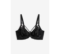 Minimizer-BH BONPRIX "Minimizer-BH mit zarter Spitze", Damen, Gr. 95, Cup C, schwarz (schwarz, mattsilber), Obermaterial: 80% Polyamid, 20% Elasthan. Futter: 90% Polyamid, 10% Elasthan. Spitze: 90% Po