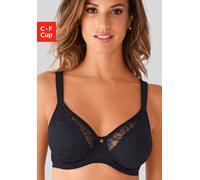 Minimizer-BH NUANCE BY LASCANA "BH mit Bügel", Damen, Gr. 80, Cup D, schwarz, Microtouch, Obermaterial: 85% Polyamid, 15% Elasthan, eng, BHs Minimizer-BH, mit breiten Trägern & Spitze, große Größen, b