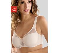 Minimizer-BH NUANCE BY LASCANA, Damen, Gr. 100, Cup E, beige (puder), Netz, Obermaterial: 79% Polyamid, 15% Polyester, 6% Elasthan, BHs Minimizer-BH, mit Bügel und transparenten Netzeinsätzen - ideal 