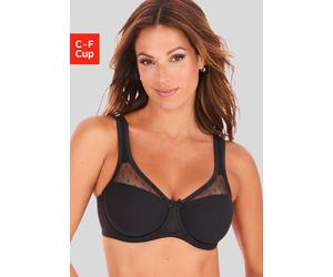 Minimizer-BH NUANCE BY LASCANA, Damen, Gr. 105, Cup D, schwarz, Jersey, Obermaterial: 90% Baumwolle, 5% Elasthan, 5% Polyamid, BHs Minimizer-BH, mit Bügel & Baumwollqualität - ideal für große Größen (
