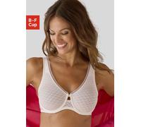 Minimizer-BH NUANCE BY LASCANA, Damen, Gr. 70, Cup E, beige (creme), Microtouch, Obermaterial: 82% Polyamid, 14% Elasthan, 4% Baumwolle, BHs Minimizer-BH, mit Bügel aus feiner, graphischer Spitze - id