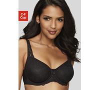 Minimizer-BH NUANCE BY LASCANA, Damen, Gr. 95, Cup F, schwarz, Mesh, Spitze, Obermaterial: 86% Polyamid, 14% Elasthan, BHs Minimizer-BH, mit Bügel mit Schmetterlingsmotiv - auch ideal für große Größen