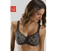 Minimizer-BH NUANCE, Damen, Gr. 95, Cup G, bunt (schwarz, nougat), Spitze, Obermaterial: 79% Polyamid, 15% Polyester, 6% Elasthan, BHs, mit unterlegter Jacquardspitze, Dessous (44377263-95) schwarz, n