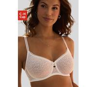 Minimizer-BH NUANCE, Damen, Gr. 100, Cup E, weiß, Spitze, Obermaterial: 88% Polyamid, 12% Elasthan, modisch, BHs, mit Bügel aus schöner Allover-Jacquardspitze im angesagten Leo-Look (77627734-100) wei