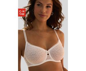 Minimizer-BH NUANCE, Damen, Gr. 100, Cup G, weiß, Spitze, Obermaterial: 88% Polyamid, 12% Elasthan, BHs Minimizer-BH, mit Bügel aus schöner Allover-Jacquardspitze im angesagten Leo-Look (77359769-100)