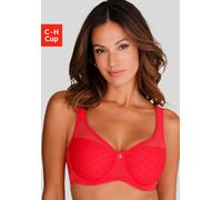 Minimizer-BH NUANCE, Damen, Gr. 75, Cup G, rot, Spitze, Obermaterial: 82% Polyamid, 12% Elasthan, 6% Polyester, Basic, BHs, mit Bügel und graphischer Alloverspitze (48157912-75) rot