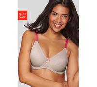Minimizer-BH NUANCE, Damen, Gr. 90, Cup C, beige (sand, cranberry), Trikot, Obermaterial: 50% Polyamid, 40% Baumwolle, 10% Elasthan, BHs Minimizer-BH, mit Bügel aus gemustertem Jacquard und weichem Tr