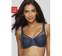 Minimizer-BH NUANCE, Damen, Gr. 90, Cup C, blau (marine), Spitze, Obermaterial: 79% Polyamid, 15% Polyester, 6% Elasthan, BHs Minimizer-BH, mit unterlegter Jacquardspitze, Dessous (33223124-90) marine
