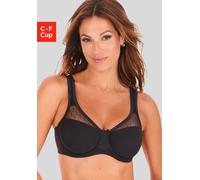 Minimizer-BH NUANCE Gr. 95, Cup F, schwarz, Damen, Obermaterial: 90% Baumwolle, 5% Elasthan, 5% Polyamid, BHs, mit Bügel und gepunktetem Netzeinsatz (232052-95) schwarz