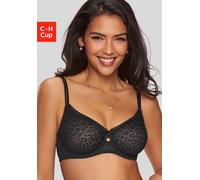 Minimizer-BH NUANCE, Damen, Gr. 95, Cup F, schwarz, Spitze, Obermaterial: 88% Polyamid, 12% Elasthan, BHs Minimizer-BH, mit Bügel aus schöner Allover-Jacquardspitze im angesagten Leo-Look (32844457-95