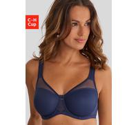 Minimizer-BH NUANCE, Damen, Gr. 95, Cup H, blau (dunkelblau), Netz, Obermaterial: 79% Polyamid, 15% Polyester, 6% Elasthan, BHs Minimizer-BH, mit Bügel und transparenten Netzeinsätzen im Obercup (5002