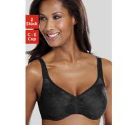 Minimizer-BH PETITE FLEUR Gr. 100, Cup E, schwarz (schwarz, weiß) Damen BHs BH BH-Set Bügel-BH Dekolleté-Former Minimizer-BH Unterwäsche (530053-100) schwarz, weiß