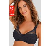Minimizer-BH PETITE FLEUR, Damen, Gr. 75, Cup D, schwarz (schwarz, weiß), Microtouch, Obermaterial: 50% Polyamid, 40% Baumwolle, 10% Elasthan, BHs Minimizer-BH, im attraktiven Doppelpack (71207824-75)