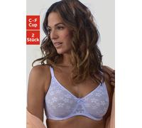Minimizer-BH PETITE FLEUR, Damen, Gr. 85, Cup D, blau (hellblau, weiß), Spitze, Obermaterial: 85% Polyamid, 15% Elasthan, BHs Minimizer-BH, mit Bügel im attraktiven Doppelpack (95350417-85) hellblau, 