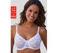 Minimizer-BH PETITE FLEUR, Damen, Gr. 85, Cup E, weiß (2x weiß), Spitze, Obermaterial: 85% Polyamid, 15% Elasthan, BHs Minimizer-BH, mit Bügel im attraktiven Doppelpack (79465958-85) 2x weiß