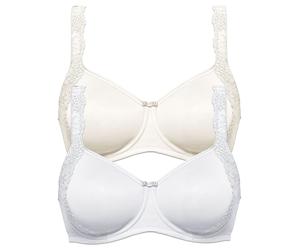Minimizer-BH SUSA "2er Pack Minimizer BH mit Bügel London", Damen, Gr. 90, Cup G, bunt (champagner weiß), Obermaterial: 77% Polyamid PA. 23% Elasthan EL., BHs Minimizer-BH (72357513-90) champagner wei