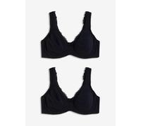Minimizer-BH BONPRIX, Damen, Gr. 100, Cup G, 2x schwarz, Obermaterial: 95% Baumwolle, 5% Elasthan. Futter: 95% Baumwolle, 5% Elasthan. Spitze: 90% Polyamid, 10% Elasthan, BHs Minimizer-BH, mit Bügel,