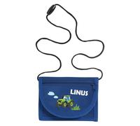 minimutz Geldbörse Kinder personalisiert, Kindergeldbeutel mit Name, Brustbeutel Traktor Jungen (Royalblau)