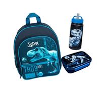 minimutz Kindergartenrucksack Dinosaurier Junge mit Brotzeitdose Trinkflasche - Personalisiert mit Name - Set Kinderrucksack Dino TRex mit Brotdose Trinkbecher