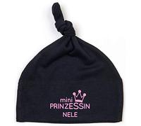 minimutz kleine Baby-Mütze mit Namen personalisiert | Motiv Prinzessin & Krone | für Neugeborene Mädchen zur Geburt und Taufe (schwarz)