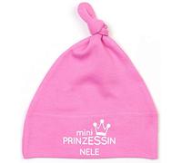 minimutz kleine Baby-Mütze mit Namen personalisiert | Motiv Prinzessin & Krone | für Neugeborene Mädchen zur Geburt und Taufe (rosa)
