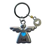 minimutz Schlüsselanhänger Schutzengel mit Name personalisiert | Motiv Engel mit Herz/Stern für Kinder | Glücksbringer für Jungen & Mädchen | inkl. Gravur (Herz Blau)