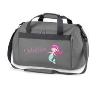 minimutz Sporttasche Schwimmen für Kinder - Personalisierbar mit Name - Schwimmtasche Meerjungfrau Duffle Bag für Mädchen und Jungen (grau)