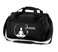minimutz Sporttasche Schwimmen für Kinder - Personalisierbar mit Name - Schwimmtasche Meerjungfrau Duffle Bag für Mädchen und Jungen (schwarz)
