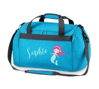 minimutz Sporttasche Schwimmen für Kinder - Personalisierbar mit Name - Schwimmtasche Meerjungfrau Duffle Bag für Mädchen und Jungen (türkis)